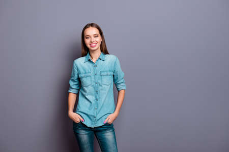 Close up portrait of standing relaxedの写真素材