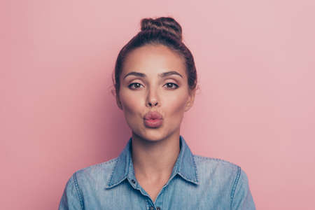 Close-up portrait of nice attractive woman
