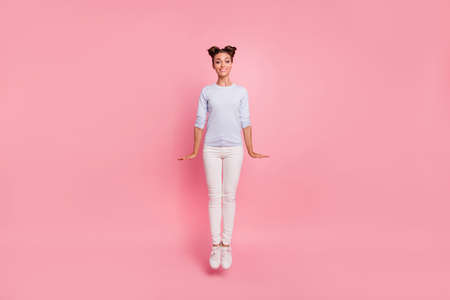 Full length body size view portrait of her she nice cute lovely attractive winsome pretty cheerful...