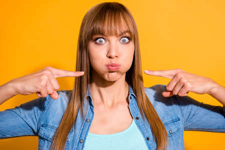 Close-up portrait of her she nice crazy lovely winsome attractive cheerful cheery straight-haired...