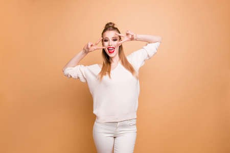 Portrait of her she nice-looking cute lovely sweet attractive fascinating cheerful funny...