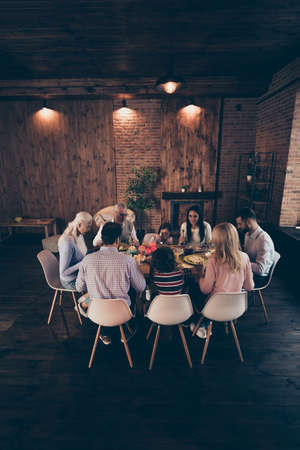 Vertical photo people big large family conversation communication cute atmosphere members company...