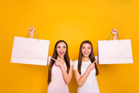 Portrait of nice cute charming lovely attractive cheerful cheery positive straight-haired girls...