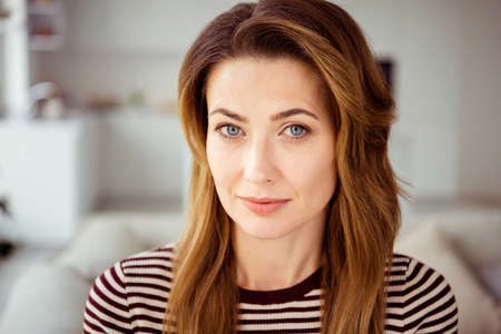 Close up photo beautiful amazing she her lady pretty appearance refreshment day off easy-going calm...