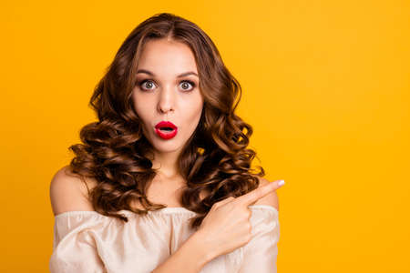 Close-up portrait of her she nice attractive lovely charming winsome stunning amazed wavy-haired...