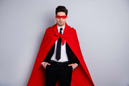 Portrait of his he nice candid attractive elegant classy cool guy wearing bright super look outfit...