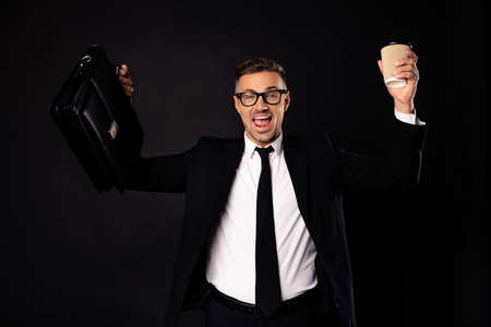 Portrait of his he nice classy chic attractive content cheerful cheery leader marketer expert...