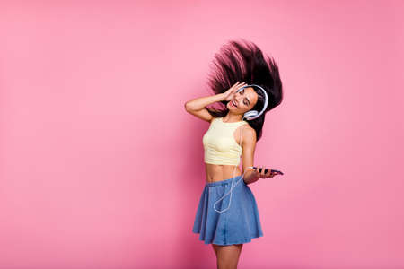 Portrait of her she nice-looking lovely sweet slim fit thin attractive, shine cheerful cheery...