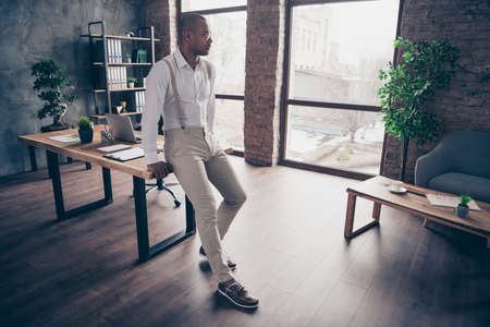 Full length body size view portrait of his he nice attractive confident guy executive top manager...