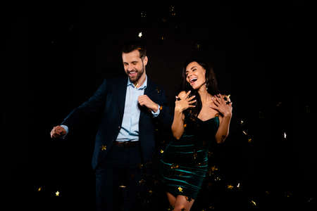 Portrait of his he her she nice-looking attractive glamorous smart cheerful crazy ecstatic overjoyed...