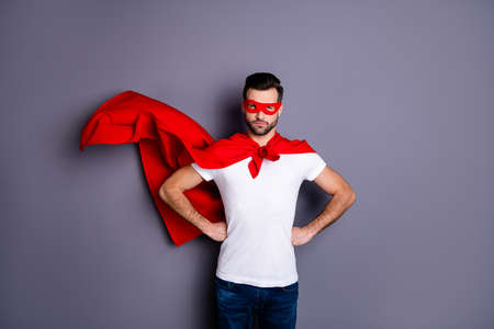 Portrait of his he nice-looking attractive content macho virile candid calm perfect bearded guy...