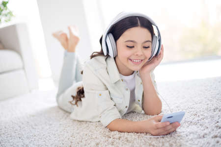 Portrait of her she nice attractive lovely charming cute cheerful cheery, dreamy wavy-haired preteen...