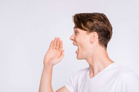 A guy in a casual outfit on isolated white background