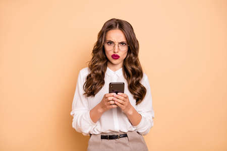 Portrait of her she nice-looking attractive lovely pretty gorgeous gloomy moody naughty dissatisfied...