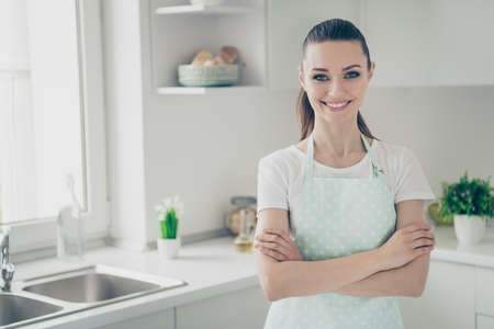 Photo of good superb enchanting friendly homemaker who always cleans house and keeps it in orderの写真素材