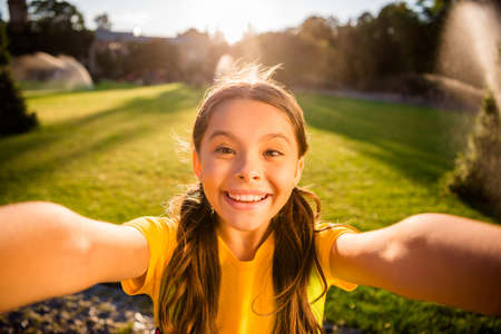 Self-portrait of her she nice attractive winsome charming cute lovely positive cheerful cheery...