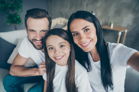 Self-portrait of nice attractive lovely sweet adorable charming cheerful cheery idyllic family mommy...