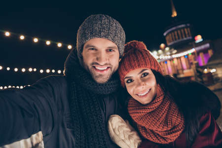 Self-portrait of his he her she nice attractive charming lovely cheerful cheery tender sweet couple...