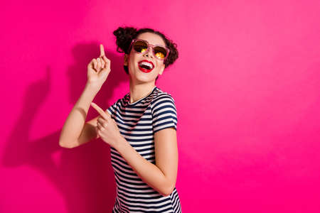 Portrait of her she nice-looking attractive glamorous lovely pretty modern cheerful cheery girl...