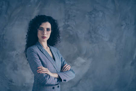 Portrait of her she nice attractive lovely pretty gorgeous chic content wavy-haired girl company...