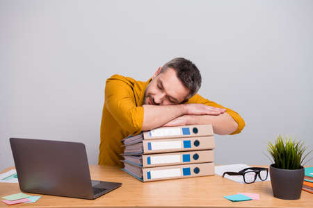 Portrait of marketer banker economist man work home have deadline start-up development project feel...
