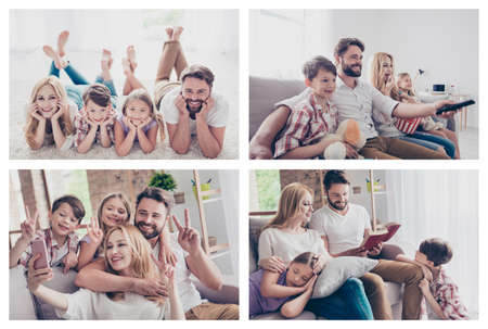 Fairy tale free time small little preteen concept. Photo composite multiple collage of carefree...