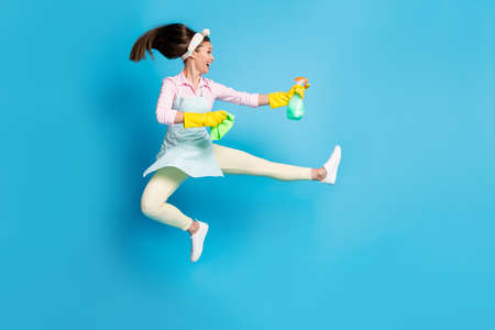 Full length body size view of her she nice attractive pretty funky funny comic childish cheerful...