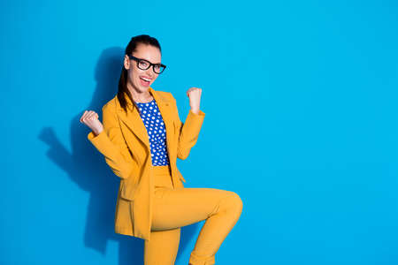 Portrait of her she nice-looking attractive charming pretty cheerful cheery glad lady dancing...