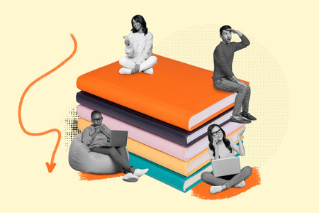 Creative photo 3d collage poster artwork of many black white filter people do activity diverse union isolated on drawing backgroundの写真素材