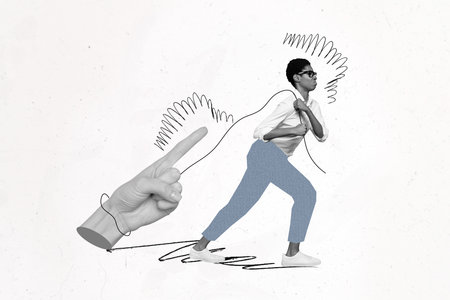 Picture photo 3d collage poster sketch of offended sad person transgender refuse suffer bullying isolated on painting backgroundの写真素材