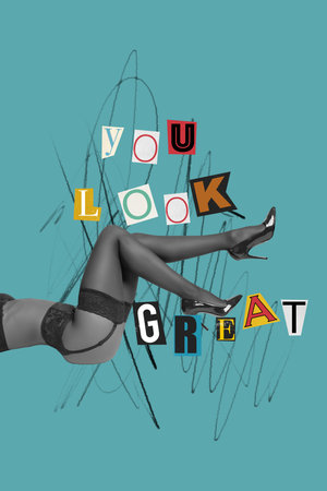 Creative abstract template graphics collage image of sexy lady butt bum looking great isolated drawing backgroundの写真素材