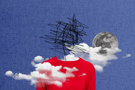 Photo collage artwork help mental disabilities people healthcare medicine loneliness conscious...