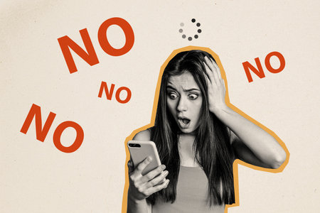 Composite sketch image artwork collage of silhouette shocked lady staring read in social media...