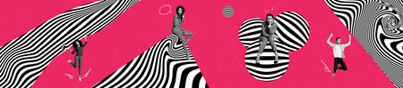 Composite collage panorama image of fantasy magic dream loony shopping crazy mad wonderland dream...