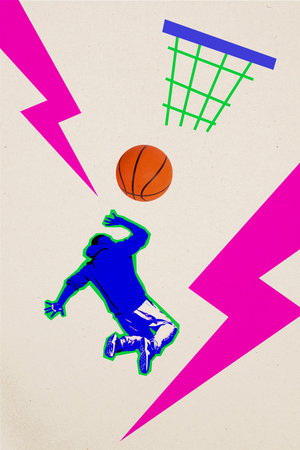 Composite trend artwork sketch image 3D photo collage of sport effort exercise dynamic silhouette...