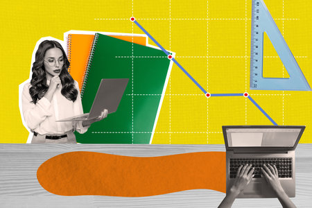 Trend artwork composite sketch 3D photo collage of workspace school university notebook copyspace...