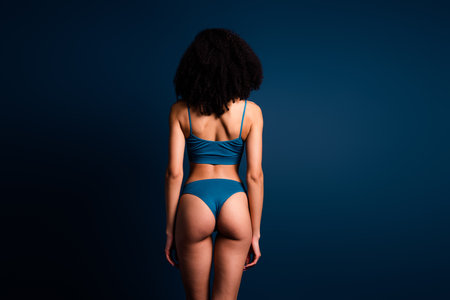 No retouch photo of gorgeous pretty lady underwear lingerie accepting pimple skin empty space...