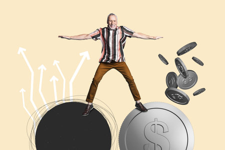 Composite trend artwork 3D sketch image photo collage of target trader business money dollar coins...