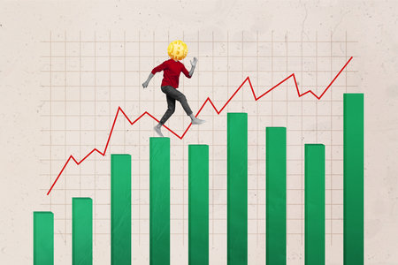 Artwork poster collage of headless male silhouette running diagram isolated on drawing backgroundの写真素材