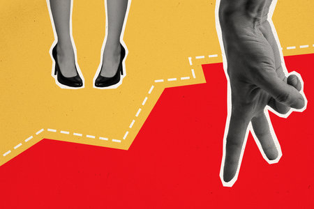 Composite artwork sketch image collage of silhouette lady incognito legs high heels stand model posing arm two finger like legs silhouetteの写真素材