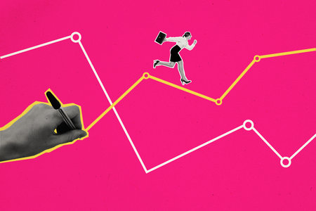 Composite trend artwork sketch image collage of lady confident project manager run infographic...