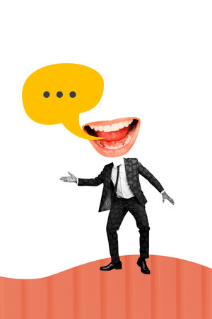 Composite trend artwork sketch image photo collage of abstract caricature fragment face mouth lips...