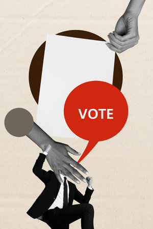 Trend artwork 3D sketch image photo collage of election politics president government man headless...