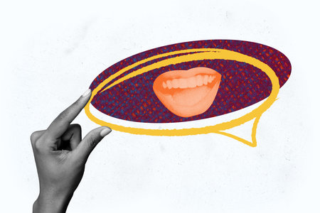 Composite trend artwork sketch image photo collage of abstract caricature huge hand fragment face...