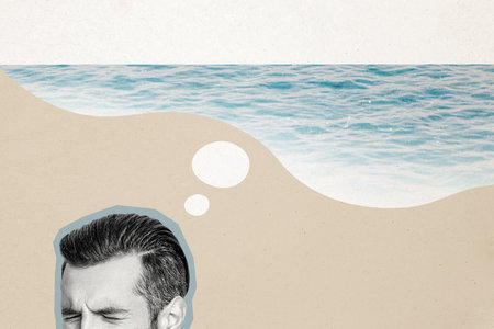 Trend artwork image photo collage of young man student office manager half head dream think mind...