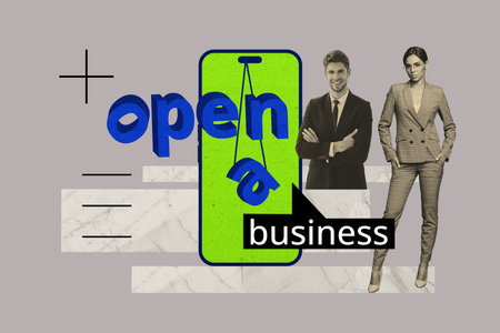 Composite trend artwork sketch image photo collage of new venture work project startup open a...