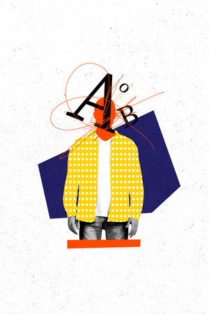 Composite trend artwork sketch image photo collage of caricature young man headless stand author...