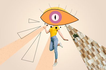 Composite trend artwork image photo collage of huge eyes watch vision allseeing control freemason...