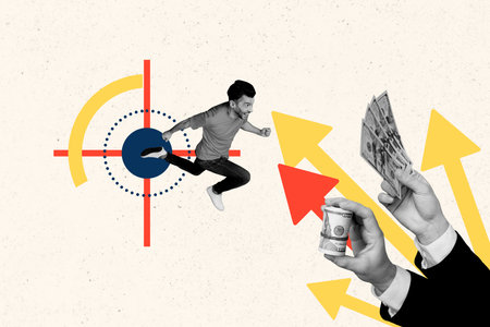 Composite trend artwork sketch image photo collage of graphics business trader arrow motivation rich...