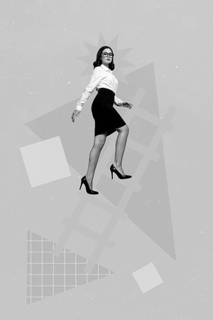 Photo sketch collage artwork picture of confident lady achieving success in supporting Ukraine isolated drawing backgroundの写真素材